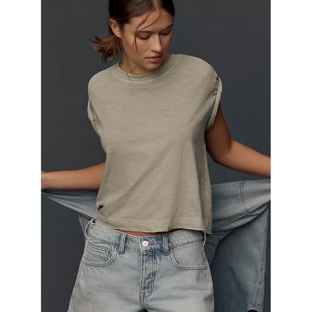 Pilcro Anthropologie muscle sweatshirt relax cotton Y2K sz S minimalist A006933